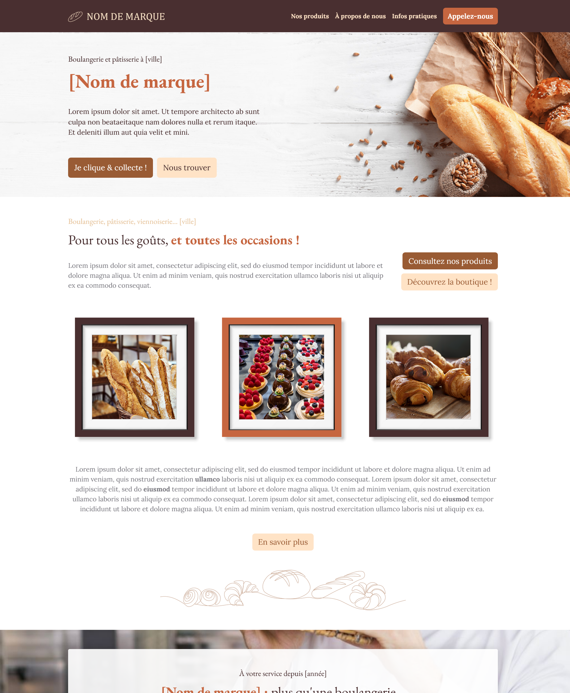 Exemple de site pour boulanger pâtissier