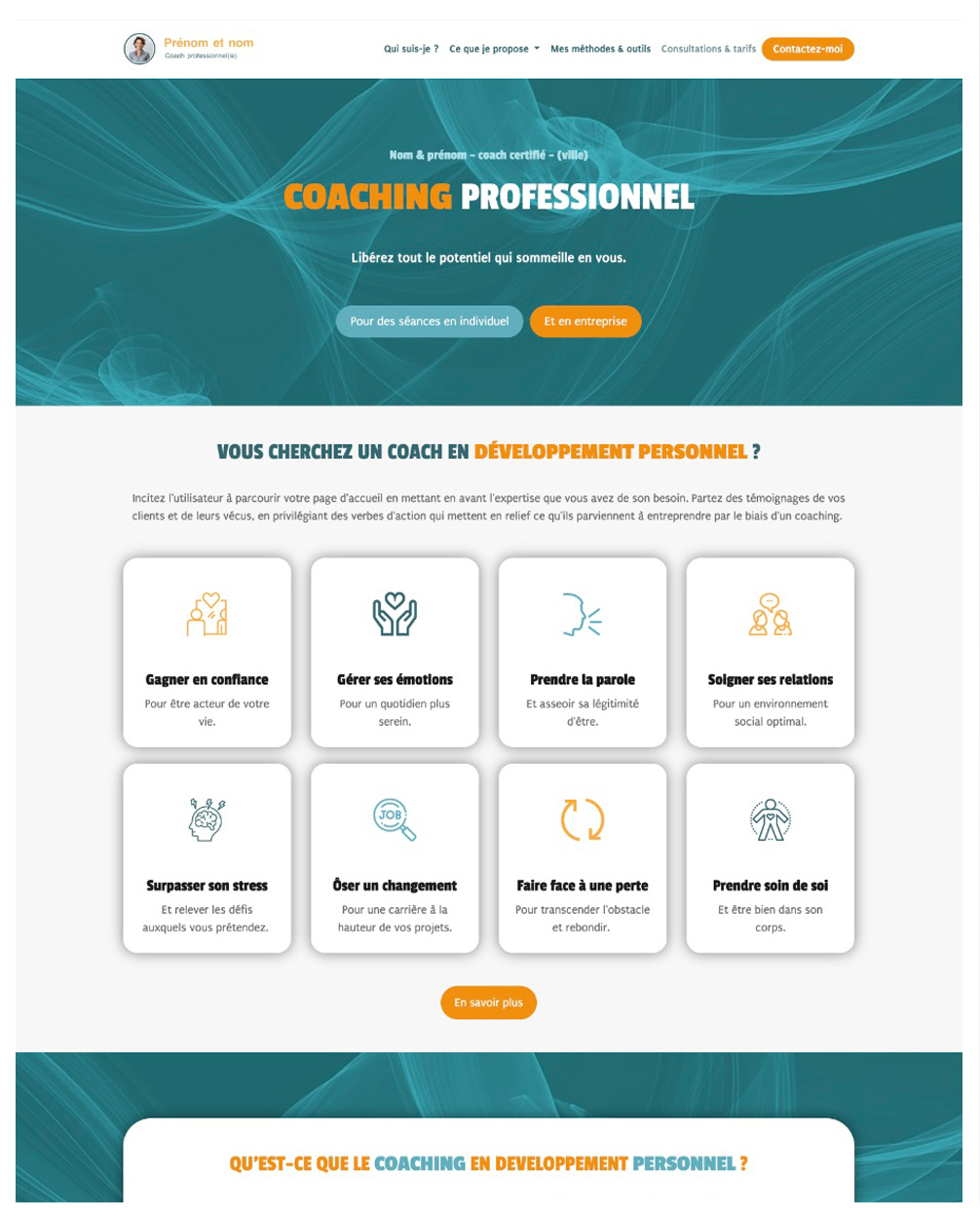 Exemple de site pour coach spécialisé